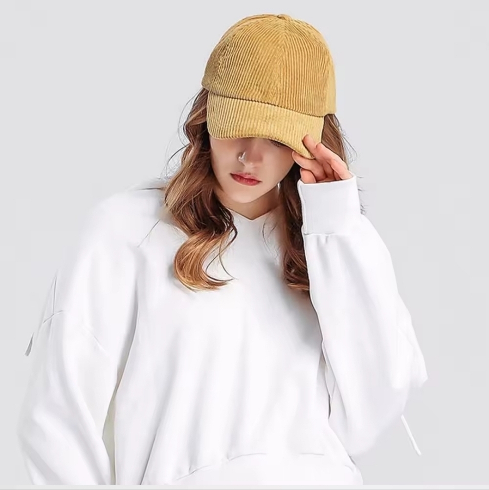 New Unisex Red Corduroy Baseball Cap Fall Autumn Winter Hat Mens Womens - Picture 7 of 10